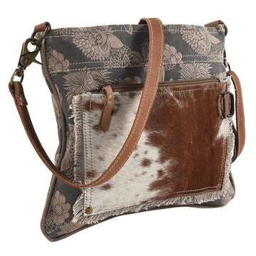 OHLAY KB262 Cross Body Upcycled Canvas Hair-On Genuine Leather women bag western handbag purse